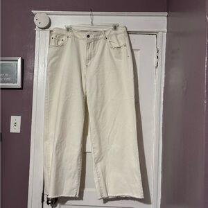 Cream Wide-Leg Jeans